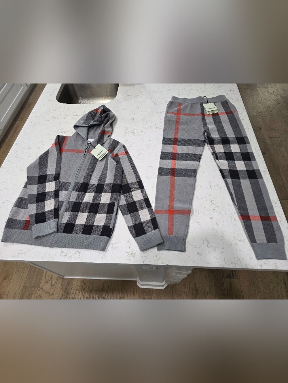 Burberry 12Y NWT Check Wool Hoodie & Jogger Matching Set